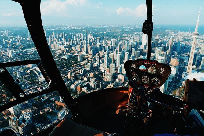 Romantic Jewel - Private Helicopter Tour for 2 - The flight route: CN Tower, waterfront, CNE, Don Valley Parkway, and Bloor Street