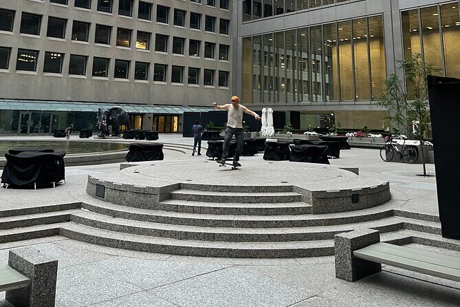 Sports, Street Skateboarding, Economics, History & Culture - Nathan Phillips Square to the Toronto Sign at the ice rink