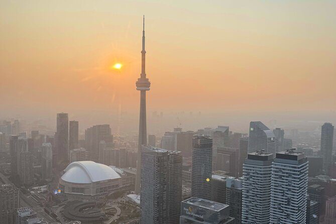 Toronto Skyline Helicopter Tour CN Tower Loop - Stop 2: Rogers Centre from above when the dome opens